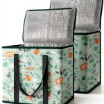 BALEINE 2Pk Insulated Reusable Grocery Bags, Collapsible Cooler Bag for Groceries, Heavy Duty Large Insulated Bag (16''x9''x13'', Spring Stroll)-0