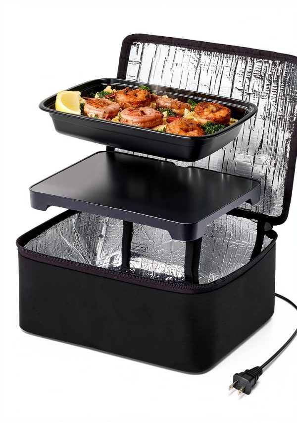 HOTLOGIC Mini Heated Lunch Box- Portable Electric Food Warmer for Men and Women - Great for Work, Office, and Construction - Cook, Reheat, and Eat on the Go - 120V - Black-0
